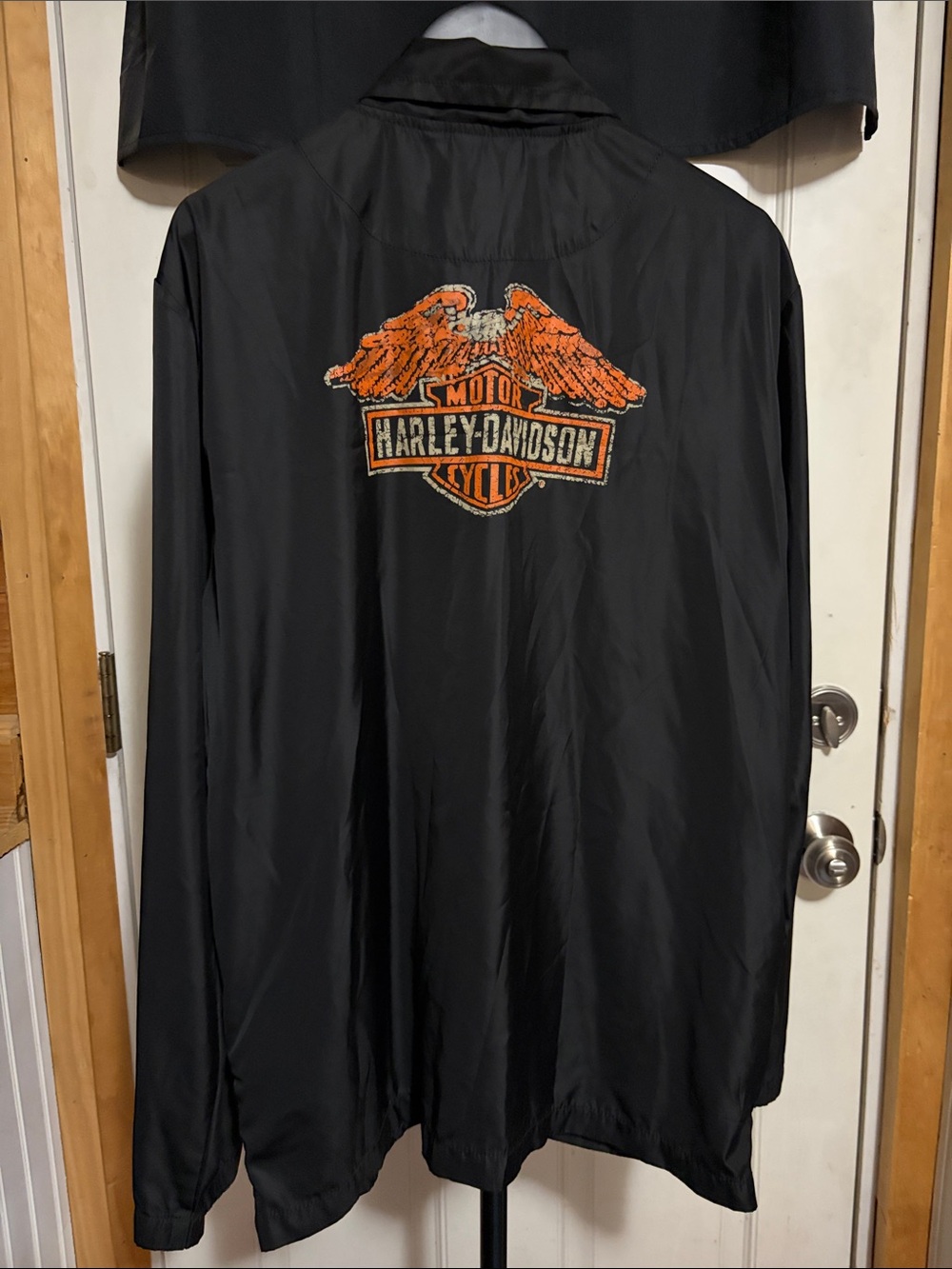 Harley Davidson Windbreaker Jacket with Back Eagle Graphic Snaps & Zipper
